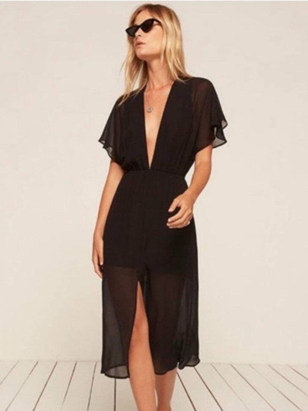 NWT Reformation Positano V-Neck Midi Dress